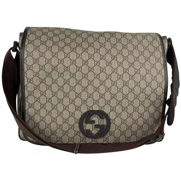 Authentic Gucci Interlocking GG Monogram Canvas Messenger Laptop Shoulder Bag 22 - Picture 1 of 9